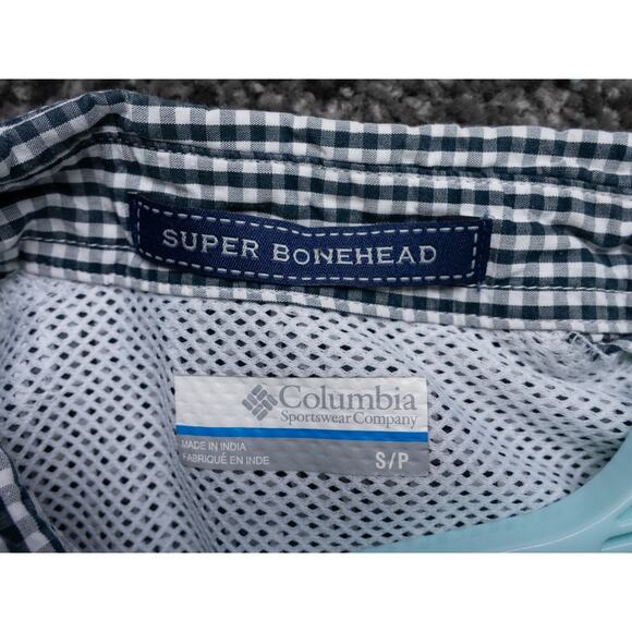 Columbia PFG Shirt Mens Small Black White Gingham Super Bonehead Short Sleeve - Picture 2 of 14